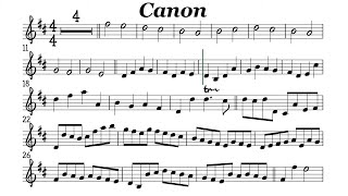 Canon in D Violin Flute Sheet Music Backing Track Play Along Partitura [upl. by Checani761]