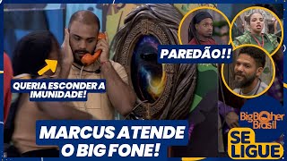 BBB 24  Marcus atende o Big Fone e indica Juninho Pitel e Luigi pro Paredão Queria esconder [upl. by Nilson]