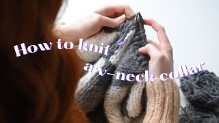 How To Knit a VNeck Collar  Knitting Tutorial [upl. by Adekan]