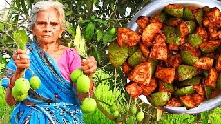 Organic Raw Mango pickle Recipe prepare my Grandmas  Mangoes contiments Traditional Avakaya Pickle [upl. by Annaor]