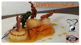 ☯ Jakobsmuscheln mit BaconChip und Karottenbänder zubereiten  Frutti di Mare Rezept [upl. by Gnek937]