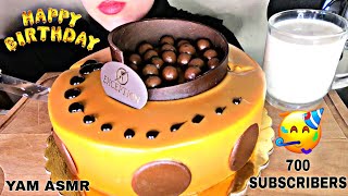 ASMR BIRTHDAY SALTED CARAMEL MALTESERS CAKE CELEBRATION  THANK YOU 700 FRIENDS  YAM ASMR [upl. by Atelokin351]