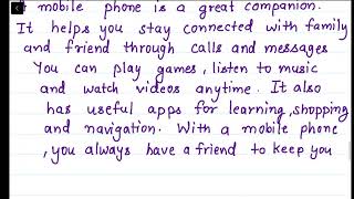 Write a paragraph in about 60 words on the mobile as a companion  English  Handwriting [upl. by Tomasina678]