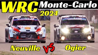 WRC Rallye MonteCarlo 2024  Thierry Neuville vs Sébastien Ogier  Comparison Flatout amp Max Attack [upl. by Amor]