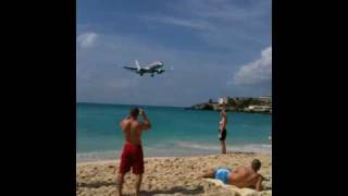 St Maarten Airport Runway 10ft past the beach [upl. by Anival]