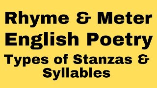 Rhyme amp Meter in English Poetry I Types of Stanza I Types of Syllables I English Prosody I BA Eng [upl. by Joses]