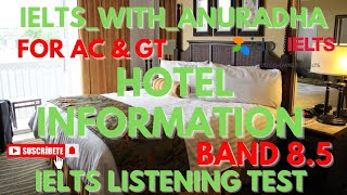 HOTEL INFORMATION IELTS LISTENING TEST WITH ANSWER KEYS EXAM LISTENING ielts listening new [upl. by Ehrenberg]