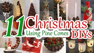 11 Simple Christmas Decorations Using Pine Cones  DIY Christmas Decor [upl. by Allrud91]