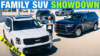 Kia Telluride vs Toyota Grand Highlander vs Honda Pilot vs VW Atlas  3Row SUV Comparison Test [upl. by Riggins550]