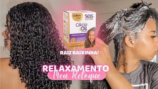 RETOQUE DO RELAXAMENTO 🌻 SALON LINE CAIXINHA AMARELA  RAIZ BAIXINHA  relaxamentocapilar cachos [upl. by Yonita815]