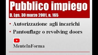 Testo Unico Pubblico Impiego D Lgs n 165 del 2001 Parte 39  incarichi e pantouflage [upl. by Rea]