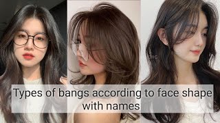 Types of hair bangs according to face shape with namesTHE TRENDY GIRL [upl. by Terencio]