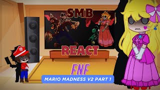 SMB React  FNF Mario Madness V2 Part 1  FNF Mod [upl. by Kerwin84]