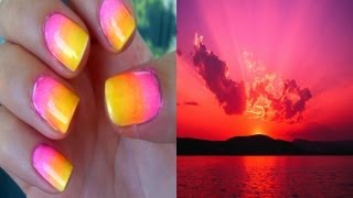 Sunset Ombre Nail Tutorial Easy [upl. by Kareem]