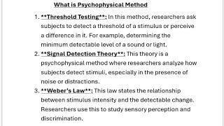 What at is Psychophysical Method in Experimental Psychology [upl. by Niwled]