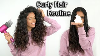 Curly Hair Routine For Natural Waves  TUTORIAL  ARIBA PERVAIZ [upl. by Yacano523]