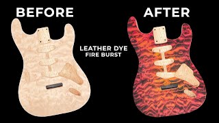 Quilted Maple Stratocaster  DIY Leather Dye Fire Burst  How To In Real Time [upl. by Salome384]