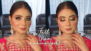 Full Glam Makeup Look  Glittery Eyes with Nude Lips  Makeup Tutorial [upl. by Cutty]