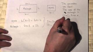 Algebra  Solving equations involving area and perimeter [upl. by Wilmette]