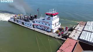 quotTriple Screw Towboat Ballet at Cairo Illinois Convergence of the Mississippi and Ohio Riversquot [upl. by Jewelle]