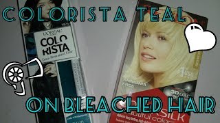 Colorista Teal hair dye review on bleached hair [upl. by Rinaldo]