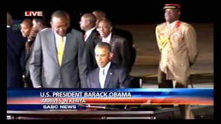 US President Barack Obamas arrival in Kenya [upl. by Ainotna]