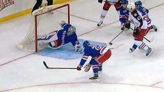 Lundqvist robs Johansen with crazy pad save [upl. by Nospmoht]