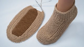 Easy knit slippers pattern tutorial [upl. by Astri]