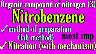 Nitrobenzene method of preparation lab method nitration mechanism in hindi bsc 2nd year organic c [upl. by Oidacra]