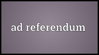 Ad referendum Meaning [upl. by Aihsi198]