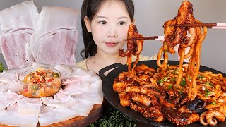 맵느조합🔥 차갑게 먹는 냉수육냉제육 애정쭈꾸미 조개젓 무침 먹방 spicy webfoot octopus amp cold boiled pork mukbang korean food [upl. by Prentiss]