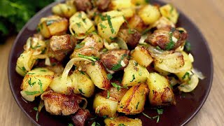 Bratkartoffeln mit Fleisch und Zwiebeln Ein einfaches und leckeres Rezept [upl. by Nonaihr]