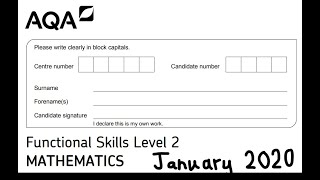 Functional Skills Maths L2 Jan2020 AQA [upl. by Haliehs]