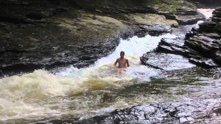 Ohiopyle Meadow Run Natural Water Slide High Water [upl. by Ginzburg]