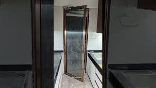 new glassdoor kitchen rosegold kitchendoor interiordesign glass mumbai aluminiumdoorsslime [upl. by Etem]