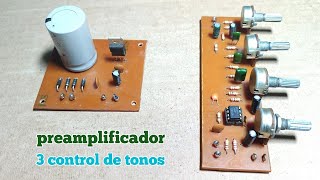 Cómo Hacer Preamplificador Con 3 Tonos 4558 [upl. by Reinertson]