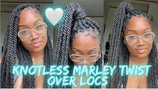 How to do Marley twist over locs  no rubber band  no braid method  EASY 🤪 [upl. by Irving497]