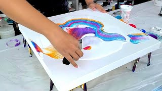 WOW Stressful but SO Worth It  Gorgeous Colors and Design  Acrylic Painting  Acrylic Pouring [upl. by Lemal]