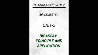 Pharmacology25th semunit5BIOASSAY pharmacy pharmacynotes shortsvideo shorts [upl. by Calder]