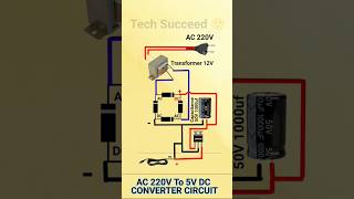 AC 220V To 5V DC CONVERTER CIRCUIT  You can convert 220 AC volt into 5 Volt DC [upl. by Market567]