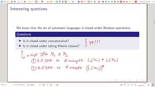 0120421167 Disc Math amp Theory of Comp 112a  คุณสมบัติปิด concat amp star ข้อจำกัด product constr [upl. by Chilson800]