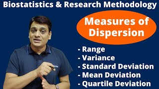 Part 11 Measures of Dispersion  Range Standard Deviation  Biostatistics amp Research Methodology [upl. by Anyt]