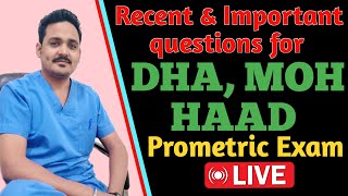 Recent and important questions for DHA MOH HAAD Prometric Exam Live class [upl. by Sirrep]