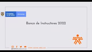 Banco de instructores contratistas SENA 2022 Explicación de perfiles [upl. by Znieh]