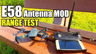 Eachine E58 Drone RANGE MOD TEST With Dipole Antenna Upgrade Works For Any Rc Quadcopter [upl. by Garrot]