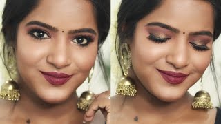 Indian Glam Makeup On Dusky Skin Tone Antique Gold Smokey Eyes Tutorial❤️ [upl. by Ttegirb]