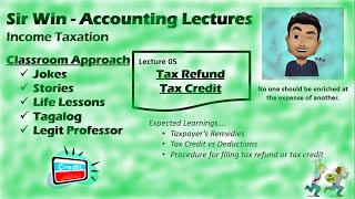 Lecture 05 Taxpayers Remedies Tax Refund Tax Credit Income Taxation [upl. by Gardener]