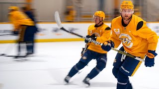 Steven Stamkos Jonathan Marchessault skate for first time at Nashville Predators at training camp [upl. by Thenna]