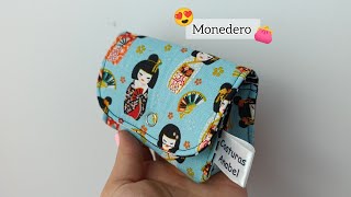 Monedero 👛 súper fácil 🧵 ideal para aprovechar retales de tela 😊 monedero diy handmade [upl. by Anirtek]