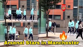 Arsenal Players Walking in the Streets of Manchester 🔥SakaCalafioriHavertzMan City vsArsenal [upl. by Neliac926]